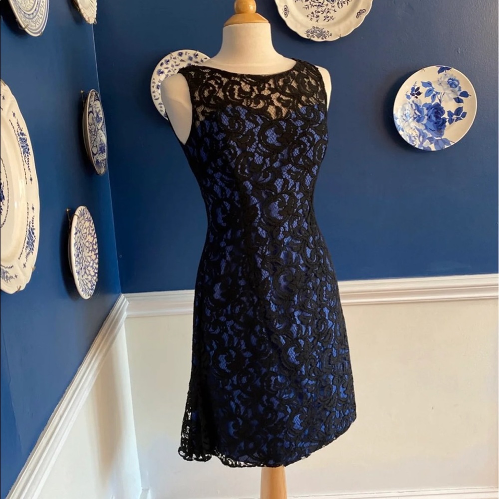 Black and blue lace dress